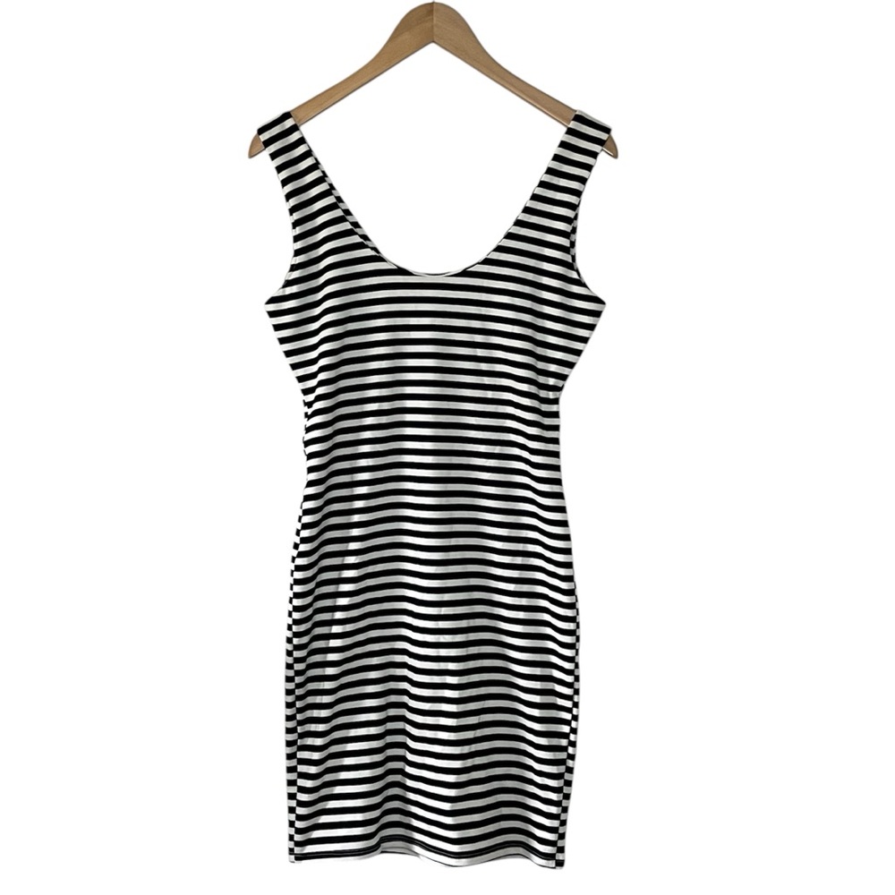 Bar III Women’s Black & White Striped BodyCon Dress Size Large